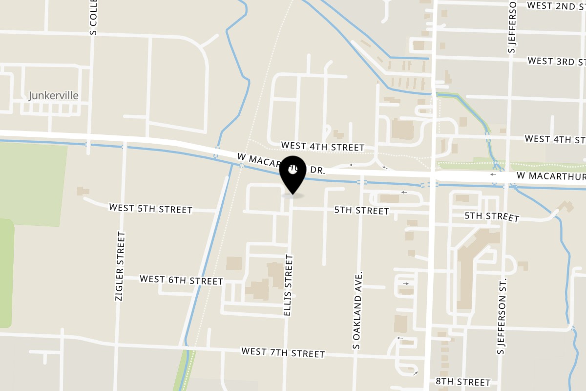 Map showing the location of Orient Express Webb City on 1206 W MacArthur Dr in Webb City